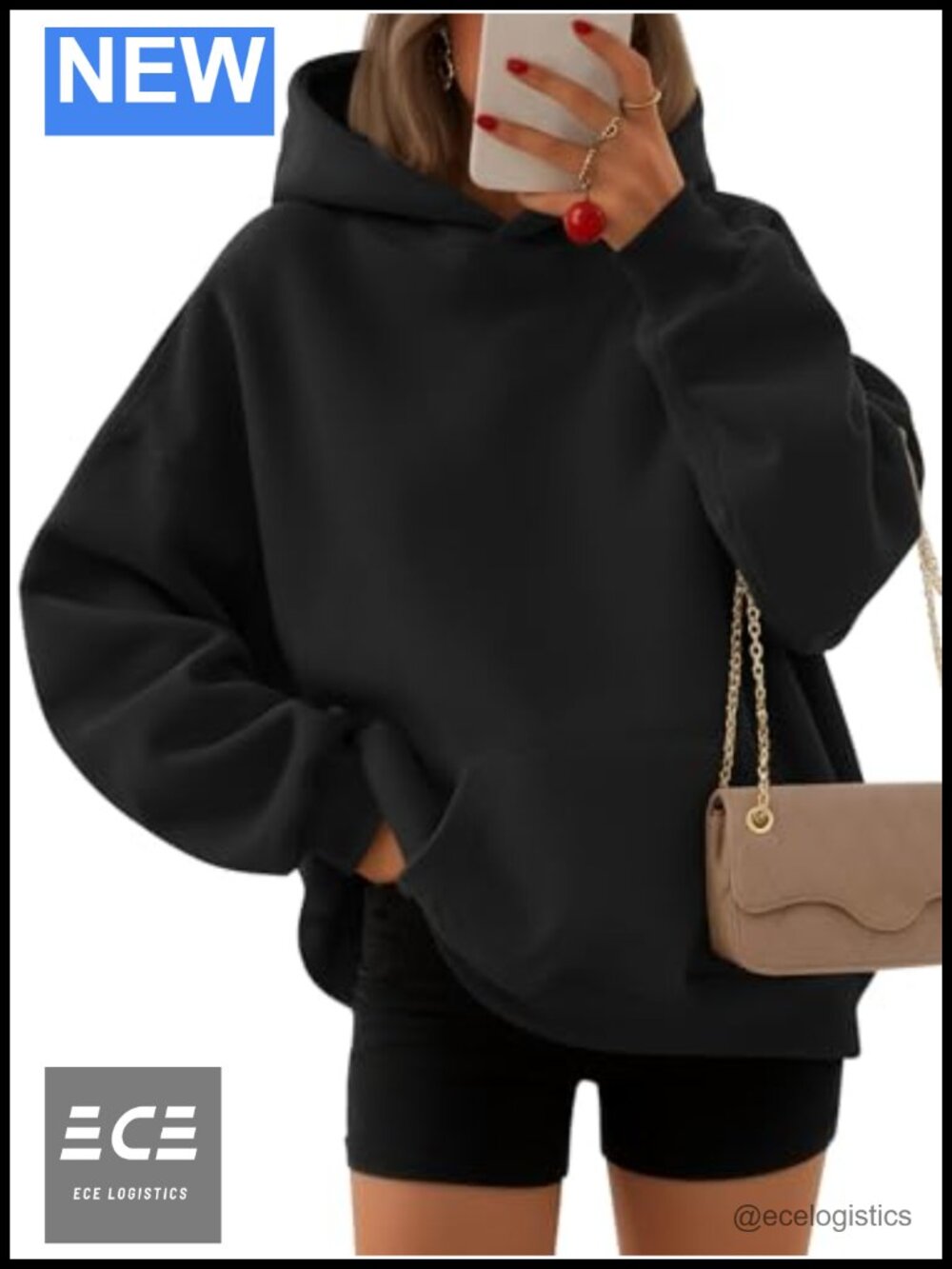Oversized Fleece Hoodie Cotton Polyester Pullover Sweatshirt